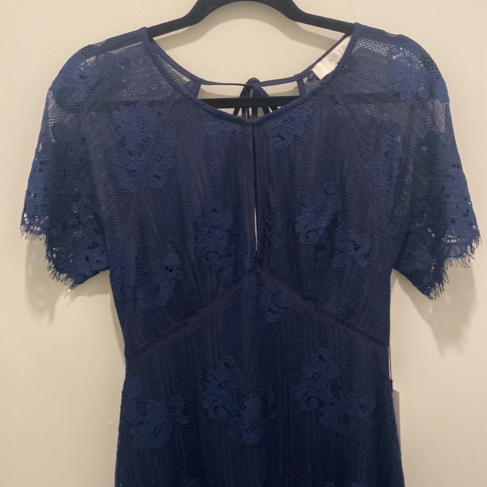 ASTR the Label Navy Lace Open Back Cocktail Dress Wedding Guest